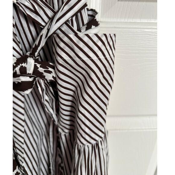 Diane Von Furstenberg Striped Wrap Dress 100% Cotton Size 6 - Picture 4 of 7